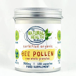 Organic Bee Pollen 500Mg Capsules by the Natural Health Market • Soil Association Certified Organic Non-Gmo No Magnesium Stearate (120 Capsules)