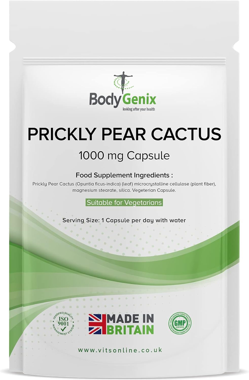 Bodygenix Prickly Pear Cactus Capsules - 1000Mg Digestive Health Immune System anti Inflammation Support Natural Dietary Supplement - 120 Capsules 4 Month Supply