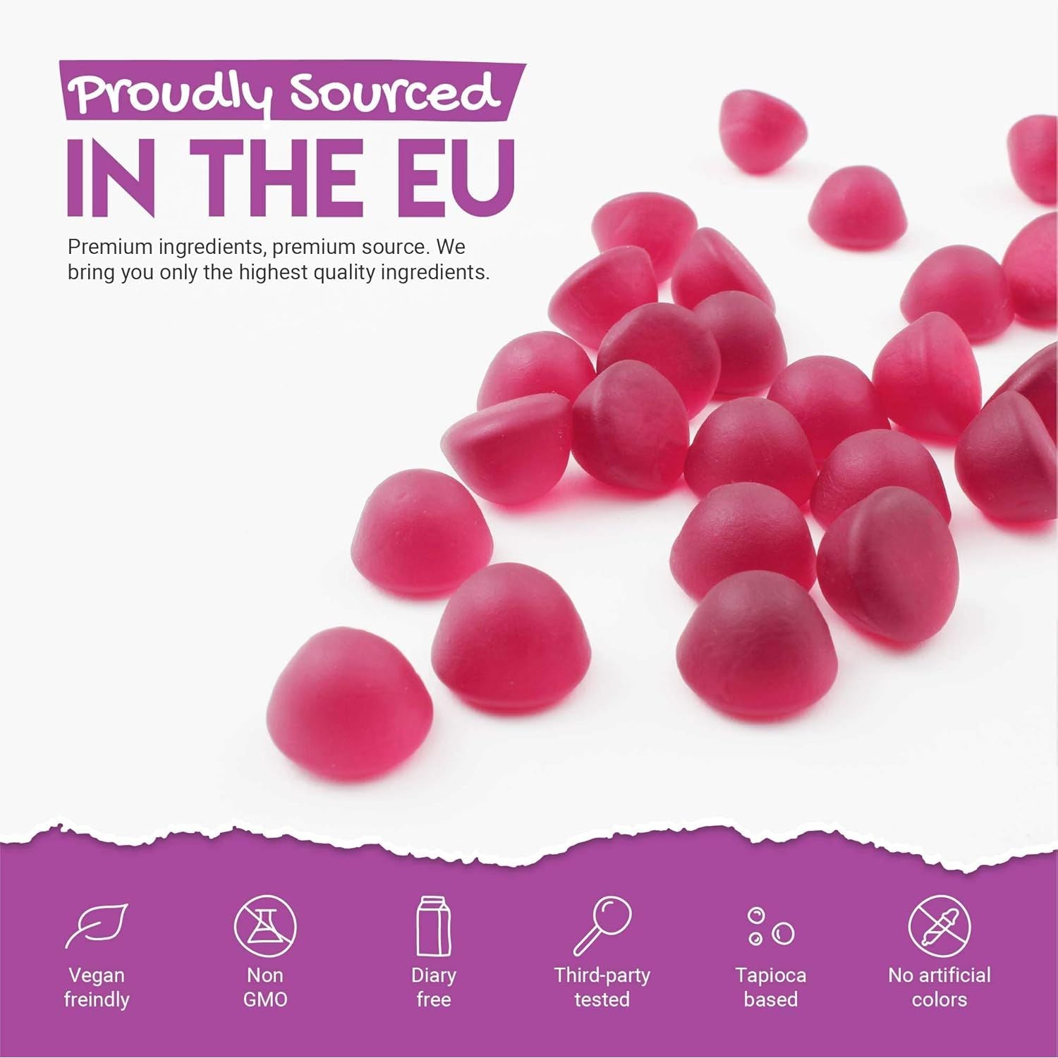 Cranberry Gummies 1000Mg - High Strength Cranberry Supplement - Not Capsules or Tablets - Cranberry Flavour - Kosher, Halal - 60 Vegan Gummies.