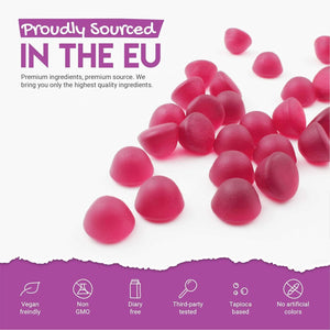 Cranberry Gummies 1000Mg - High Strength Cranberry Supplement - Not Capsules or Tablets - Cranberry Flavour - Kosher, Halal - 60 Vegan Gummies.