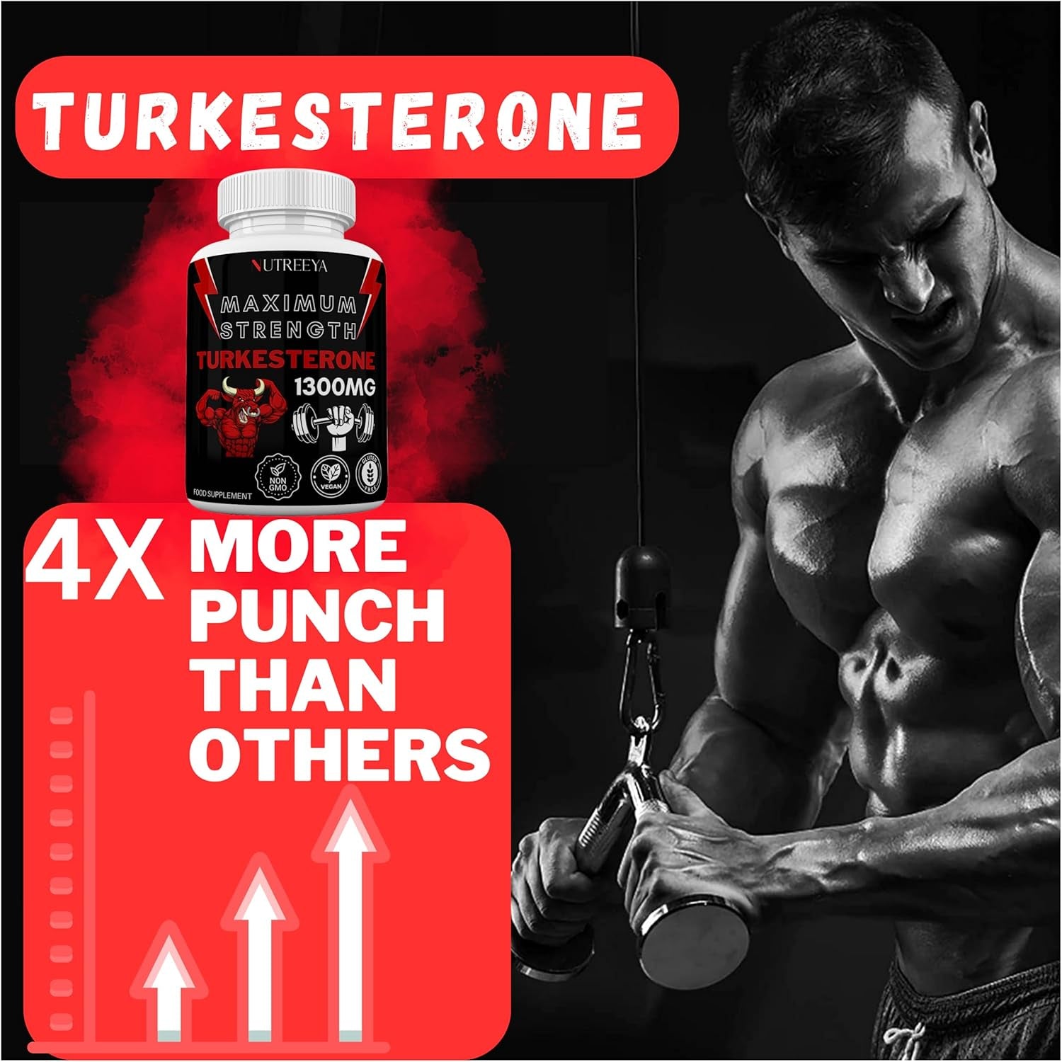 Turkesterone -1300Mg Max Strength Ajuga Turkestanica Extract, Vegan, Gluten Free, (Not Turkesterone Capsules) (Pack of 1 (60 Pills))