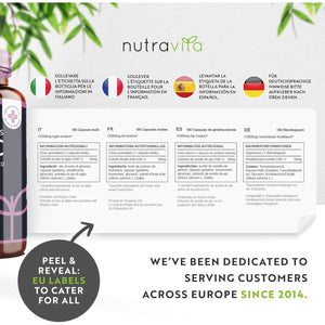 Premium Garlic Capsules - Odourless High Strength 15,000Mg - 180 Soft Gel Capsules of Deodourised Cold Pressed Garlic Oil from Allium Sativum – 6 Month Supply - Made in the UK by Nutravita