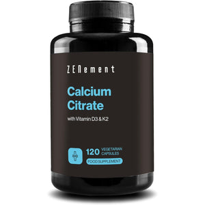 Calcium Citrate with Vitamin D3 and K2 - for Healthy Teeth, Bones and Muscles - Formulated with Enhanced D3 and K2 - Highly Absorbable - 120 Vegetarian Capsules