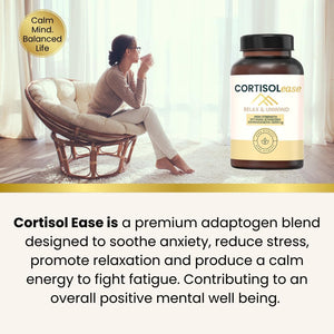 Cortisolease, Cortisol Reducing Supplement with 1000 Mg Ashwagandha, 120 Tablets to Lower Stress & Anxiety, Balance Adrenal Hormones, Detox and Reduce Fatigue, HERA Vitality