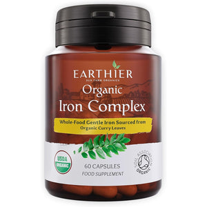 Earthier Organic Iron Whole Food Sourced & Certified by Soil Association 60 Capsules Vegan
