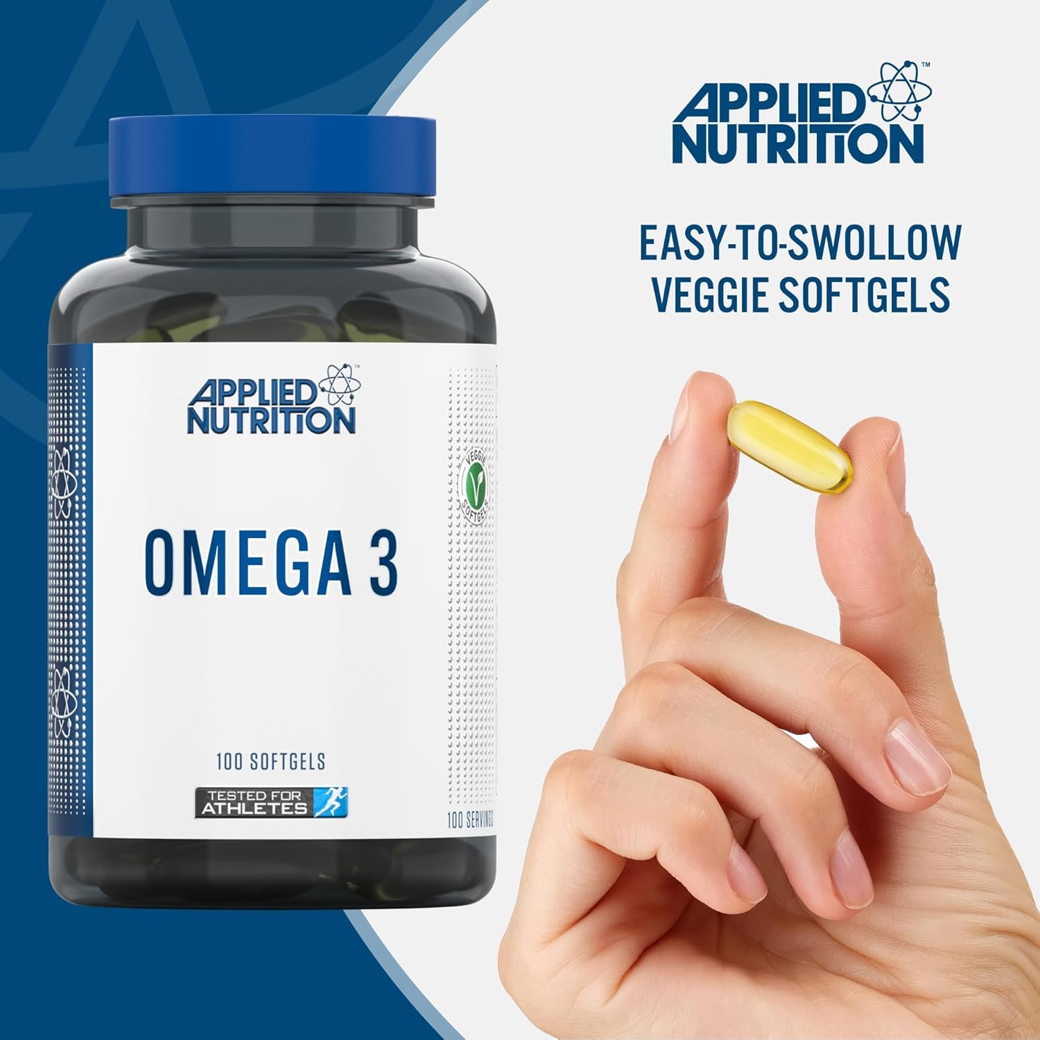 Applied Nutrition Omega 3 - Omega Fish Oil 1000Mg, 180Mg EPA & 120Mg DHA per Softgel, Made in the UK (100 Soft-Gels)