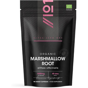 Organic Marshmallow Root 1400Mg - 90 Vegan Capsules - Potent Althea Officinalis Supplement - 45 Day Supply - Resealable and Recyclable Pouch - by Alpha01