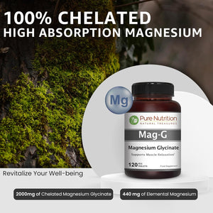 Pure Nutrition Magg - Magnesium Glycinate Supplement for Men and Women | High Absorption Supplement | 200Mg Elemental Magnesium | 120 Veg Tabs