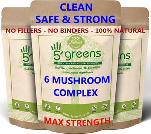 Mushroom Complex 6 Lions Mane, Reishi,Shitake, Chaga, Cordyceps Maitake 12,000Mg No Chemicals 100% Natural 100% Vegan 120 Capsules