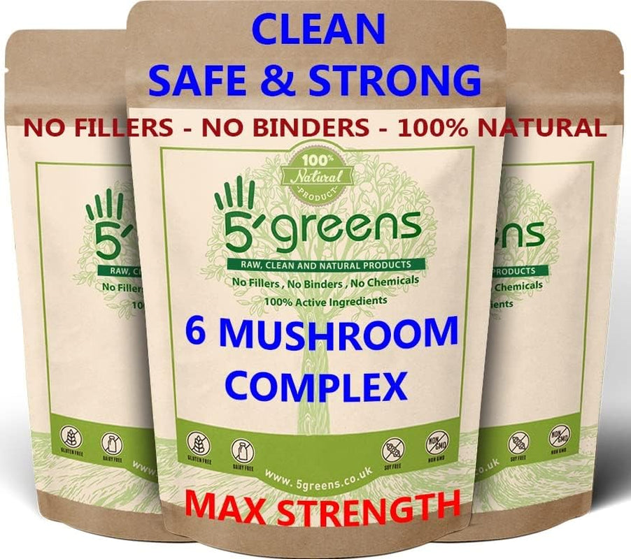 Mushroom Complex 6 Lions Mane, Reishi,Shitake, Chaga, Cordyceps Maitake 12,000Mg No Chemicals 100% Natural 100% Vegan 120 Capsules
