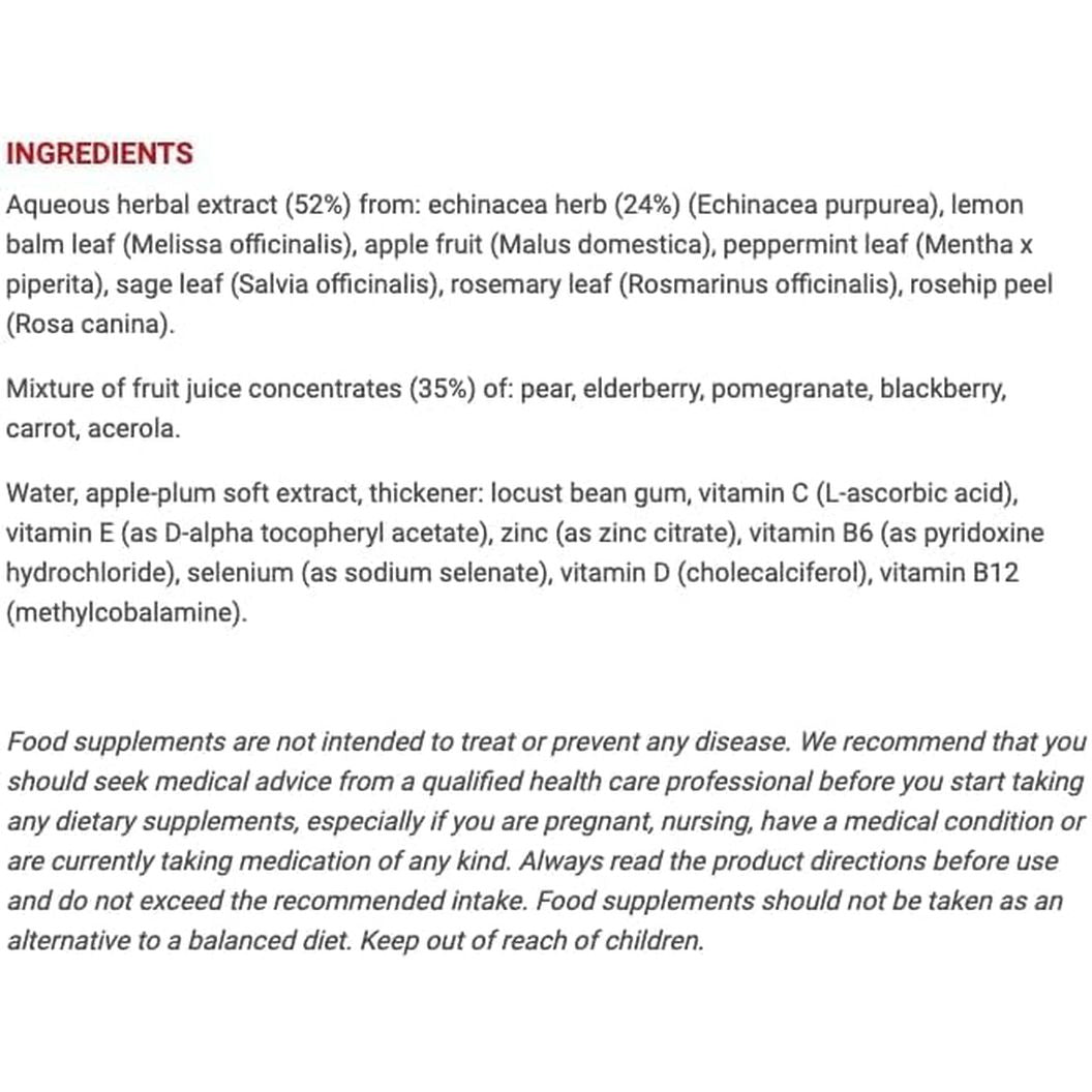 Immune Support Supplement, 250Ml, with Vitamin D, C, B12, B6 and Zinc, Vegan Friendly Liquid Formula
