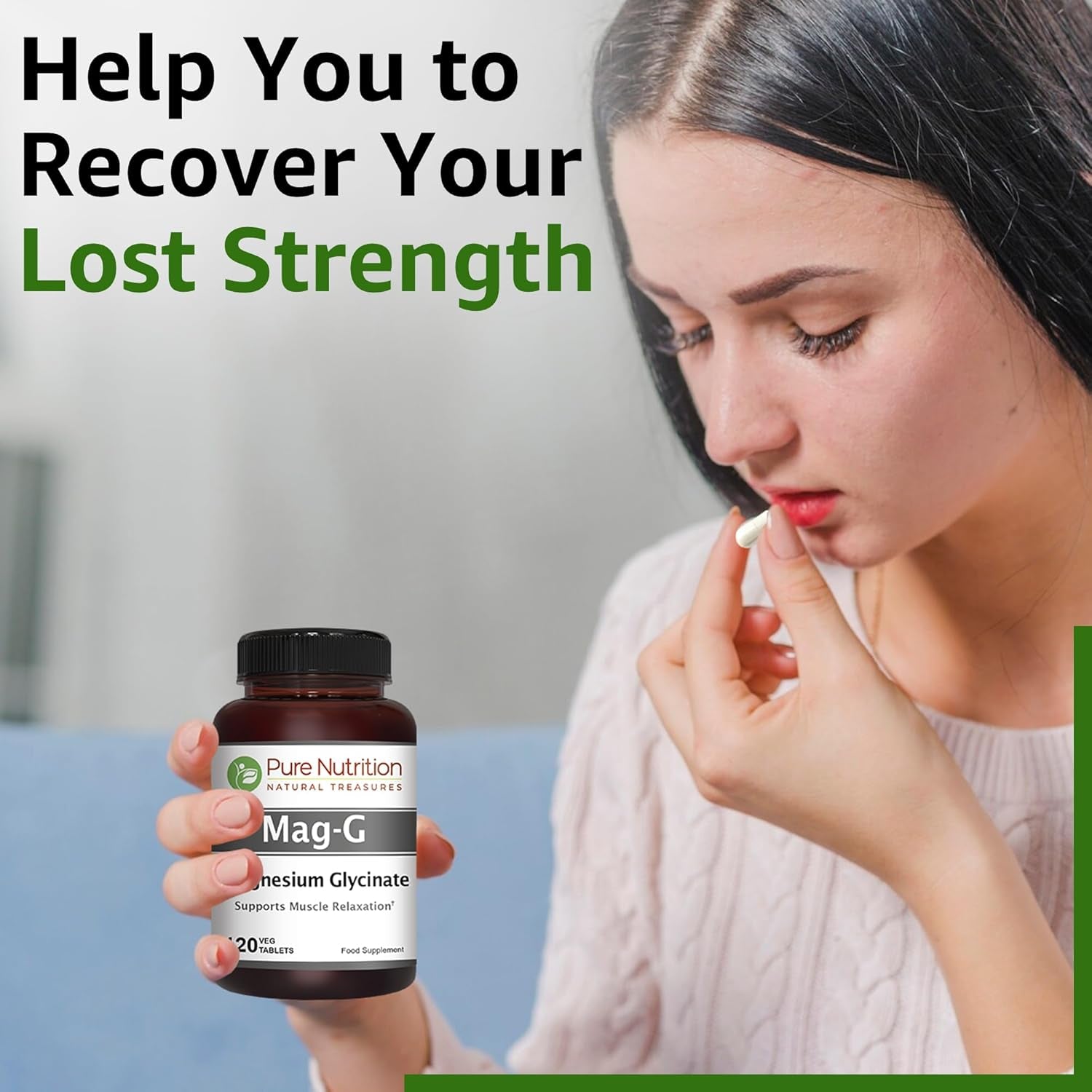 Pure Nutrition Magg - Magnesium Glycinate Supplement for Men and Women | High Absorption Supplement | 200Mg Elemental Magnesium | 120 Veg Tabs