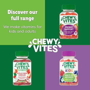 Chewy Vites Adult Multivitamin Advance, 60 Multivitamin Gummies, 12 Essential Nutrients, 2 Months Supply, Real Fruit Juice, Vegan, Berries Flavour