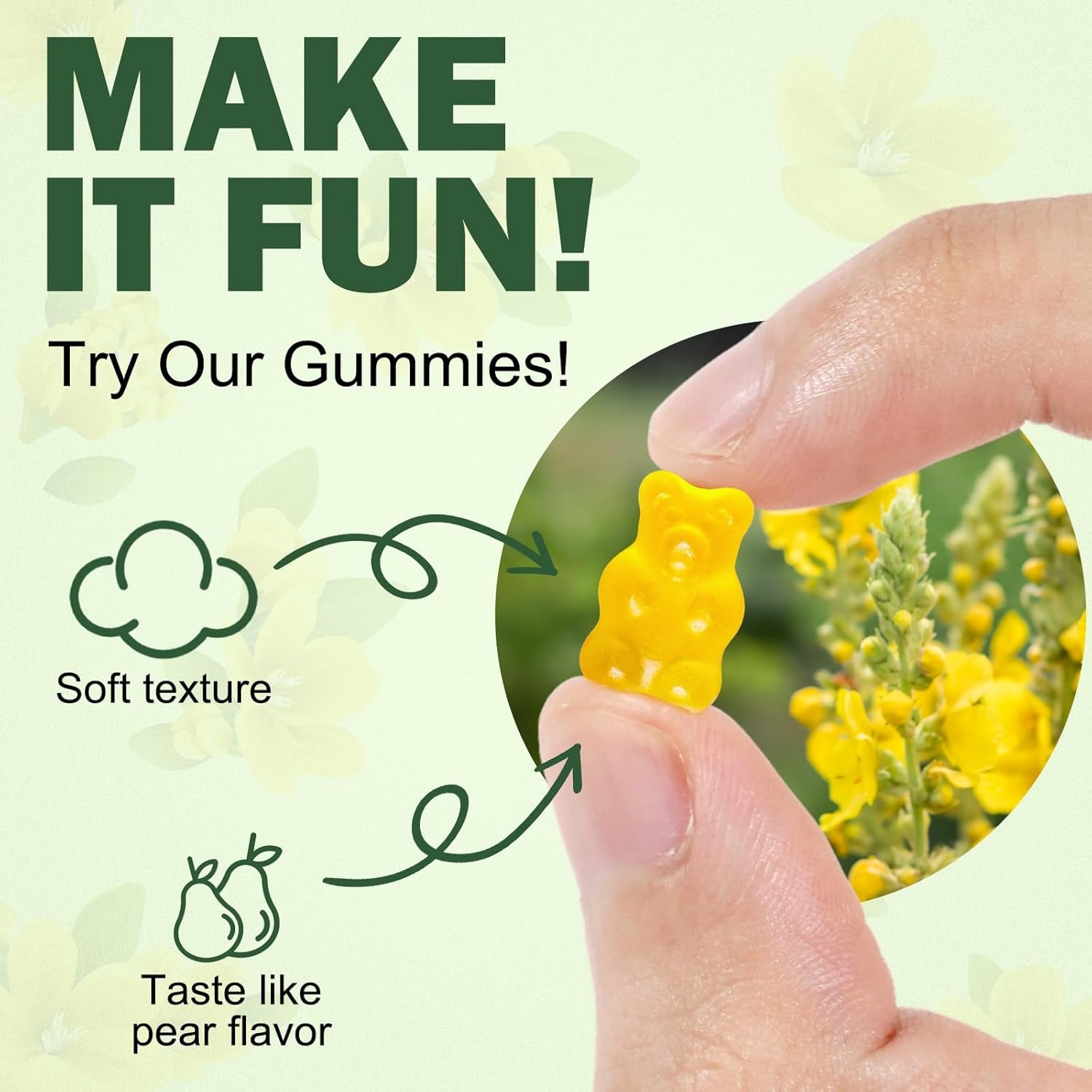 Mullein Gummies - Mullein Leaf Extract for Lungs, Mullein Leaf Gummies 2000Mg - Lung and Respiratory System Support, Vegan & Non-Gmo