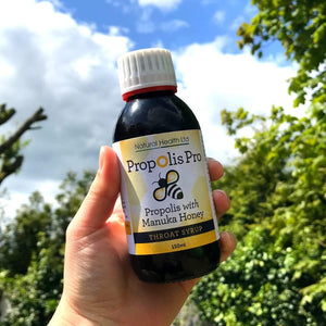 Propolis Pro Sore Throat Syrup with Manuka Honey, Bee Propolis, Vitamin C & Cooling Menthol – 150Ml | Natural, Vegetarian-Friendly Soothing Syrup for Kids & Adults