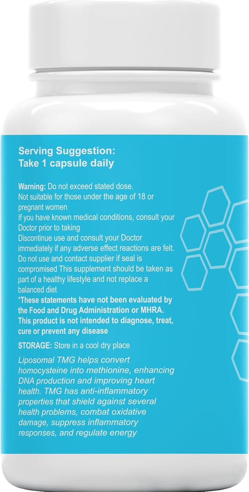 TMG 120 Capsules (1200Mg) 99% Pure Trimethylglycine Supplement as Betaine | High Strength 1-A-Day | 4 Months Supply | Liver Heart Health | Liposomal Delivery for Max Absorption, Longevity, Vegan