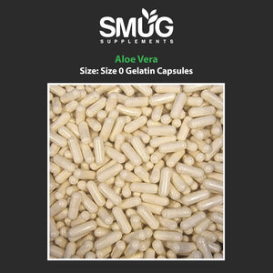 SMUG Supplements Aloe Vera - 60 Capsules - High Strength Natural Herb to Support Colon Cleanse and Detox - Two-A-Day - Equivalent to 12000Mg Leaf Juice - Made in Britain