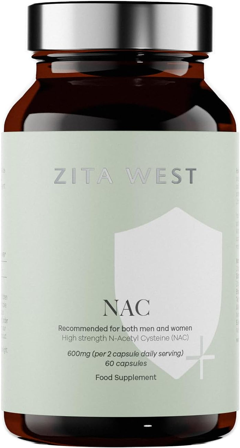 Zita West - High Strength N-Acetyl Cysteine (NAC) 600Mg per 2 Capsules - Premium Nutritional Supplement for Men and Women - 60 Vegan Capsules (1 Month Supply)