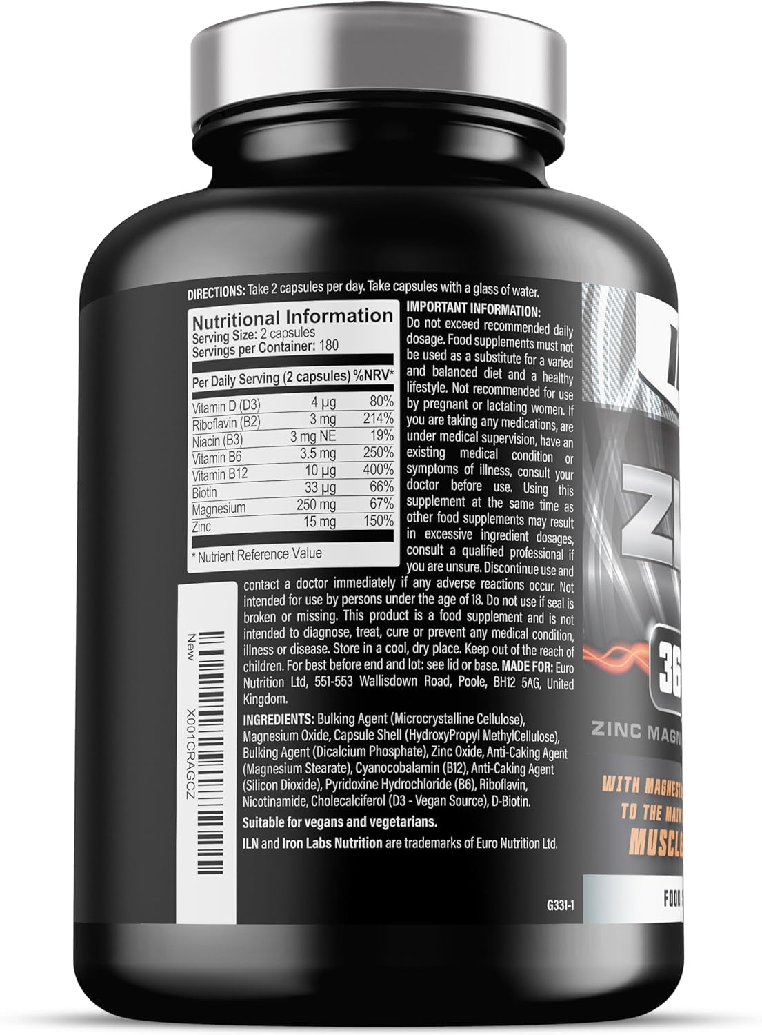 ZM6 - High Strength Zinc Magnesium Supplement - Zinc & Magnesium for Muscle Function - Zinc Magnesium Booster - 360 Vegetarian