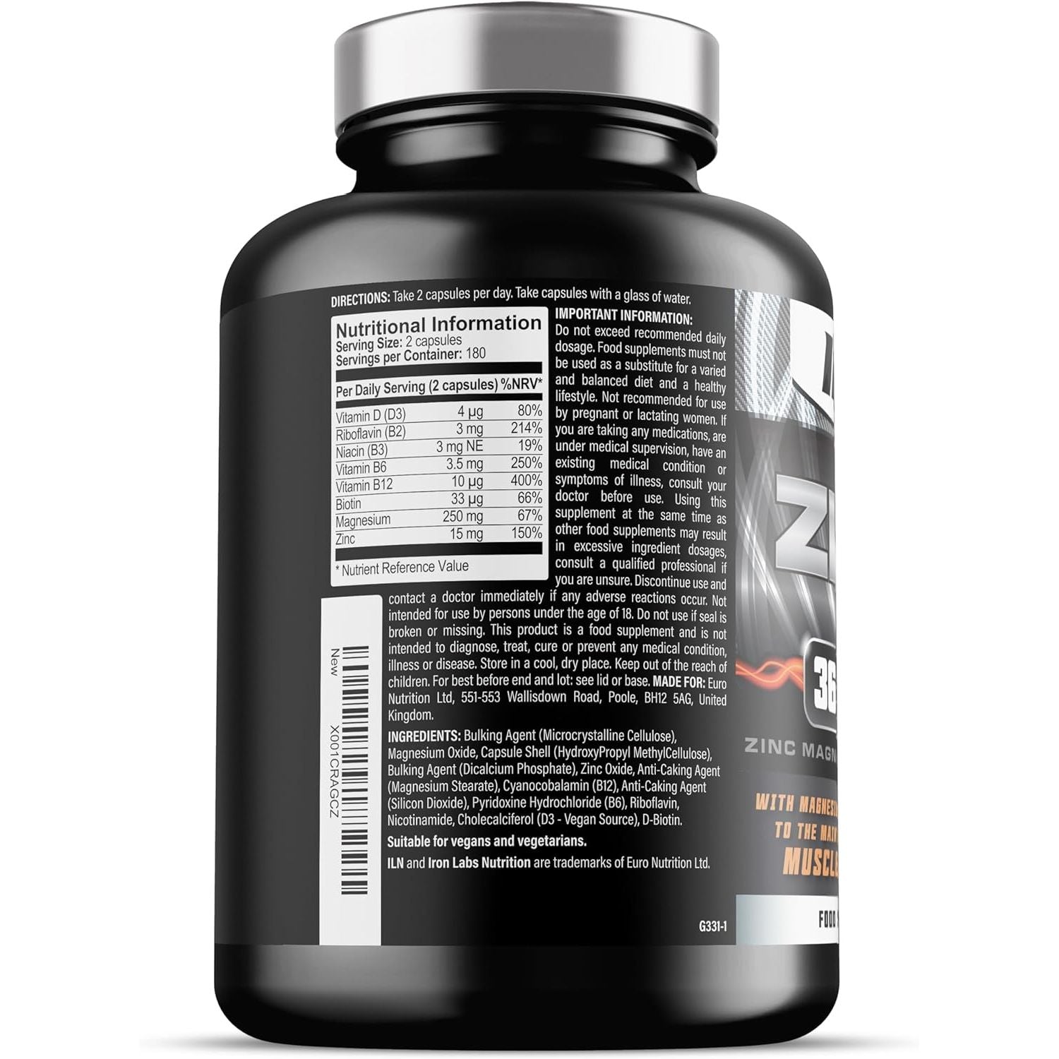 ZM6 - High Strength Zinc Magnesium Supplement - Zinc & Magnesium for Muscle Function - Zinc Magnesium Booster - 360 Vegetarian
