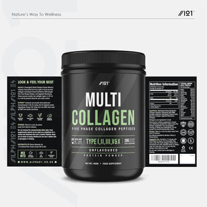Multi Collagen Protein Powder (400G) - Types I, II, III, V & X - Hydrolyzed Grass Fed Bovine, Wild Caught Fish, & Free-Range Chicken & Eggshell Collagen (20 Day Supply) by Alpha01