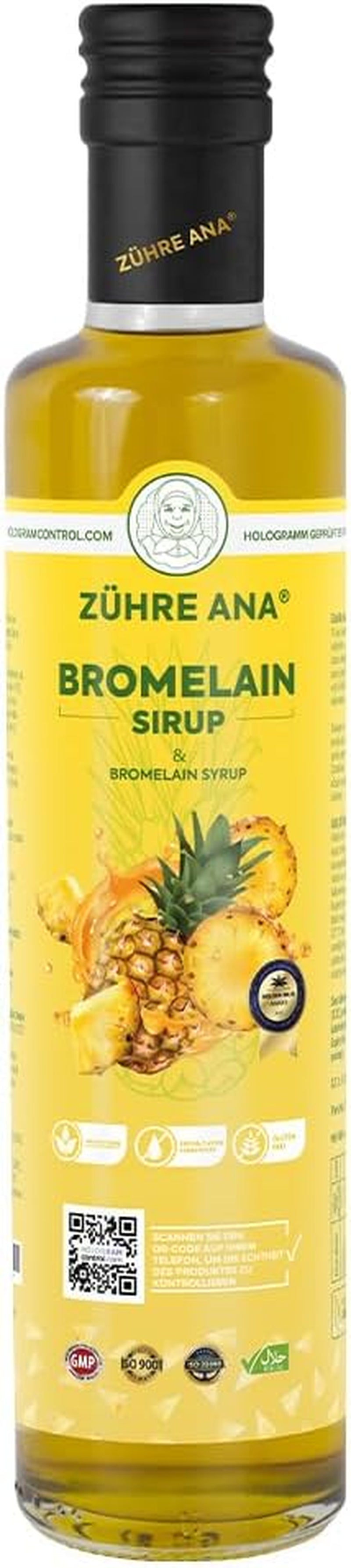 Zühre Ana® Bromelain Syrup - with Bromelain, Coenzyme Q10, Mate Extract, L-Carnitine and Natural Pineapple Aroma - Your Natural Support in Everyday Life - Vegan