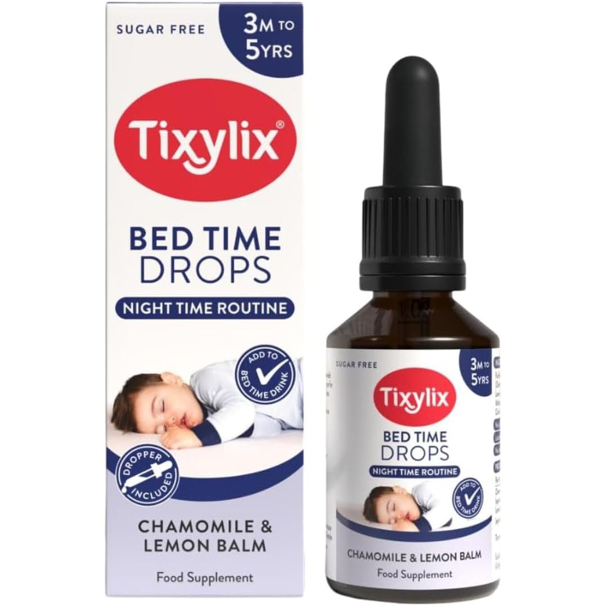 Tixylix 50Ml Bed Time Drops for Children, Chamomile and Lemon Balm, Supports Sleep Routine - Natural Supplement for Children 3M to 5 Years - Vegan, Gluten Free, Non-Gmo, Sugar Free