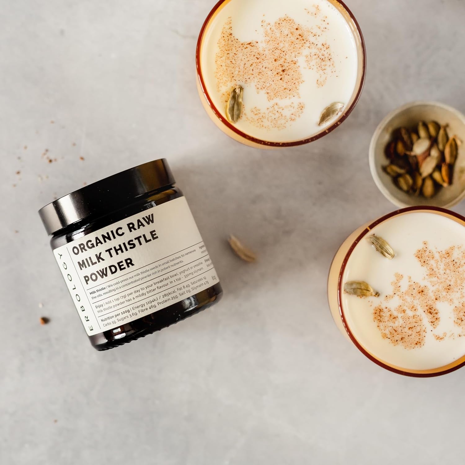 Erbology Organic Milk Thistle Powder 60G - 20 Servings - 180Mg Silymarin per Serving - Body Cleansing - Cold-Pressed from 100% Milk Thistle Seeds - Sustainably Sourced in Europe - Vegan - Gmo-Free