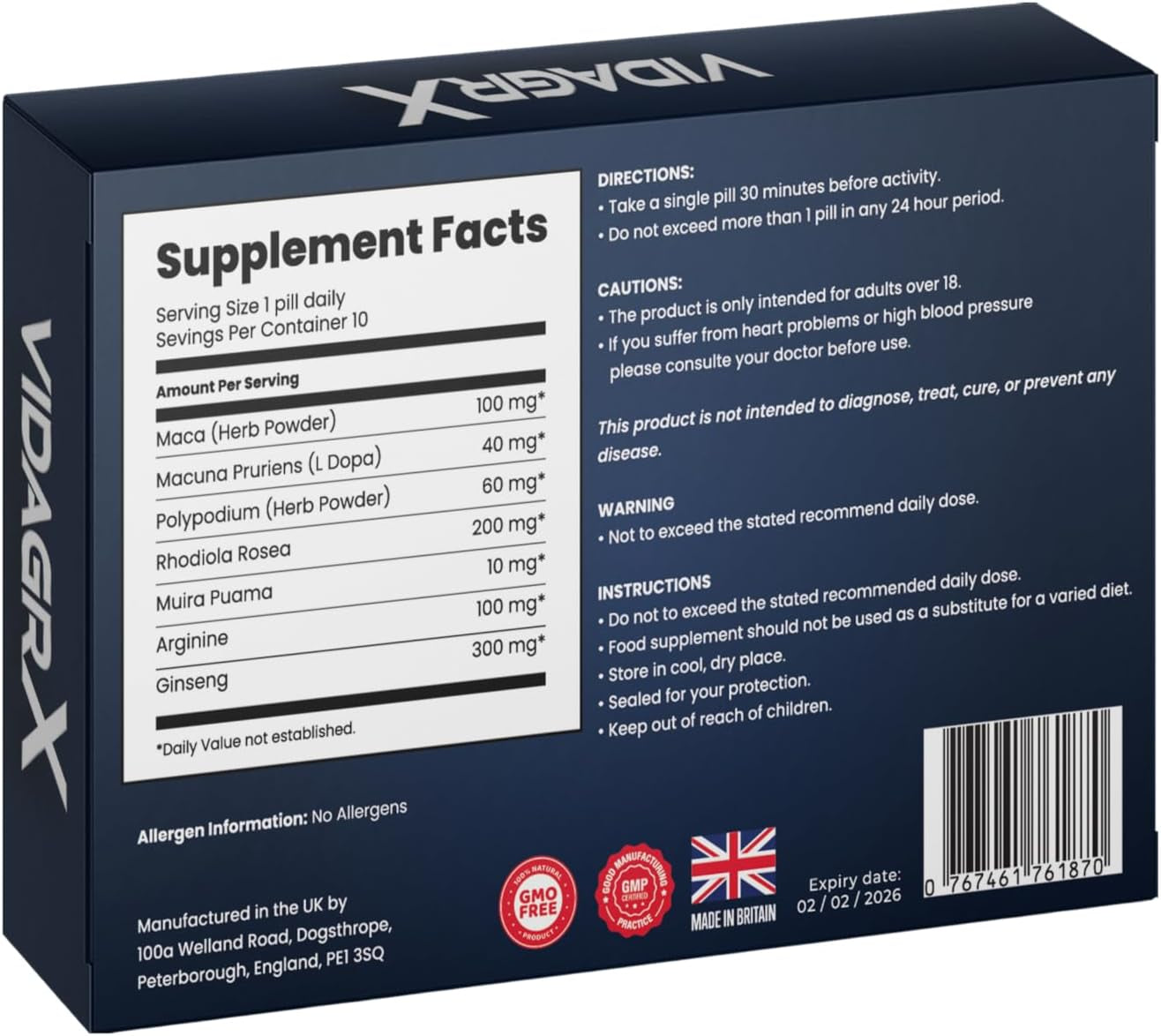 10 Tablets | Fast Action | 10 Tablets | Ginseng | Manufactured in the UK