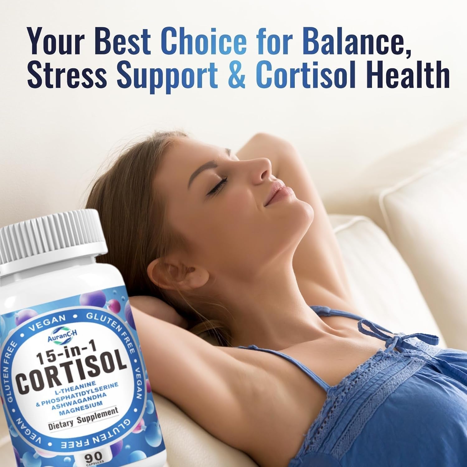 Cortisol Detox Supplement Men Women - Reduce Lower Cortisol High Cortisol Reducer Blocker Control - Supports Stress Mood Rest Adrenal Calm Relax with Ashwagandha L-Theanine Magnesium