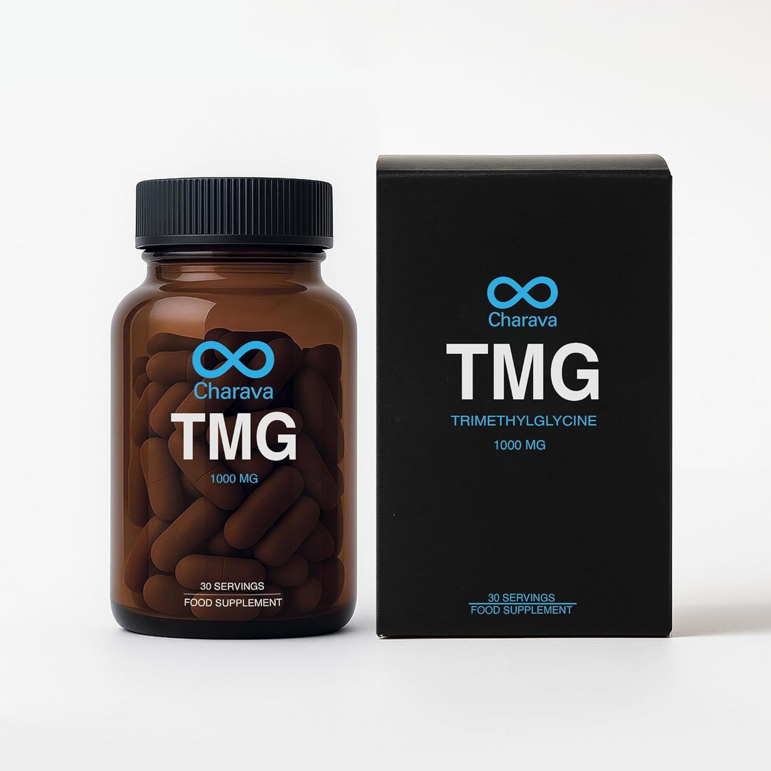 Charava TMG (Trimethylglycine), 30 Servings of 1000Mg (60 X 500Mg Capsules), Premium Supplement, Vegan Capsule