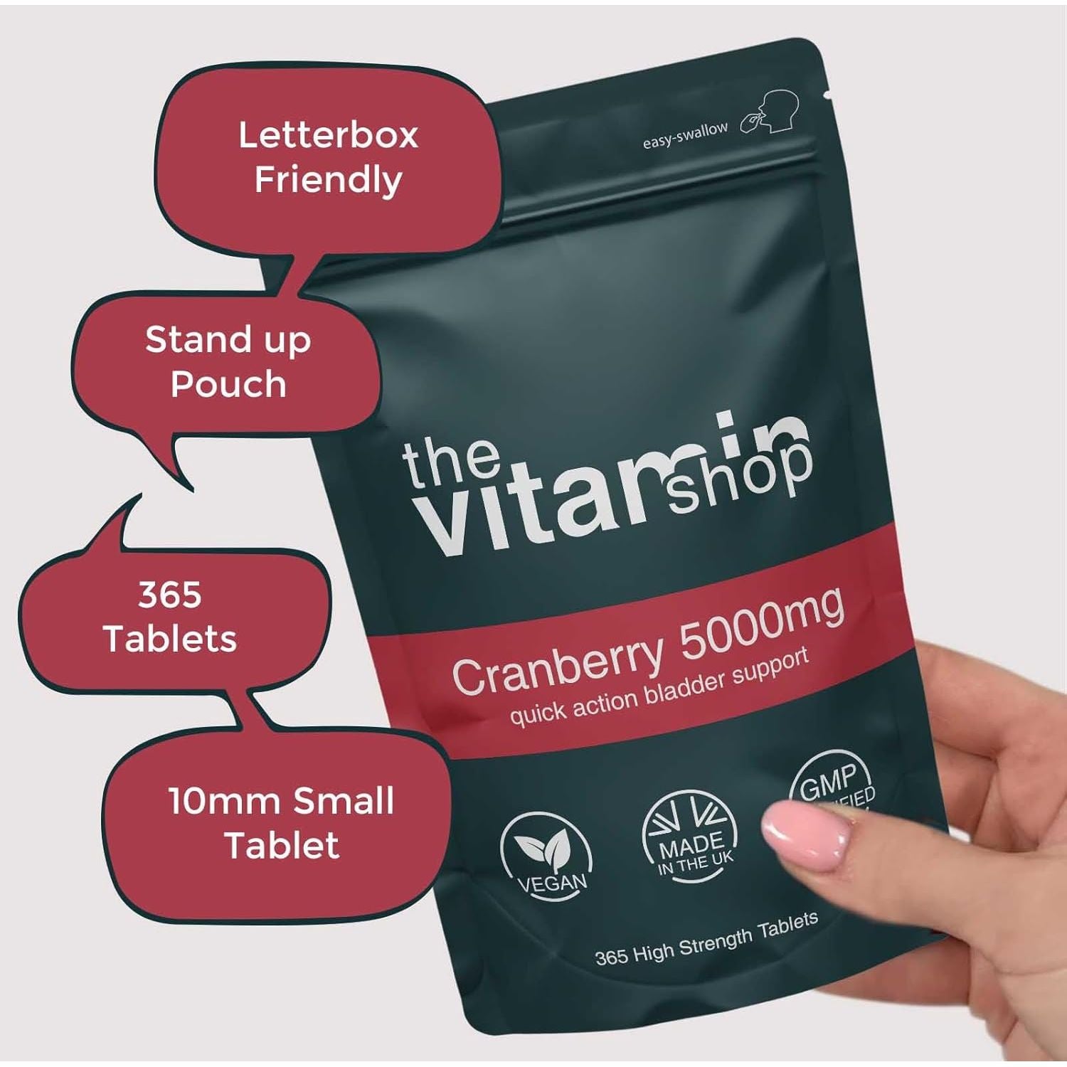 Cranberry 5000Mg High Strength Tablets | 365 Tablets One Year Supply | for Bladder Control | Grip Sealed Pouch | Same Day Fast Secure Dispatch