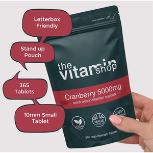 Cranberry 5000Mg High Strength Tablets | 365 Tablets One Year Supply | for Bladder Control | Grip Sealed Pouch | Same Day Fast Secure Dispatch
