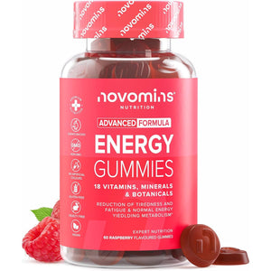 Energy Gummies - High Strength Alternative to Running Gels, Energy Tablets, & Energy Gels for Running - Caffeine Free Supplements - for Running, Cycling, Studying - Novomins