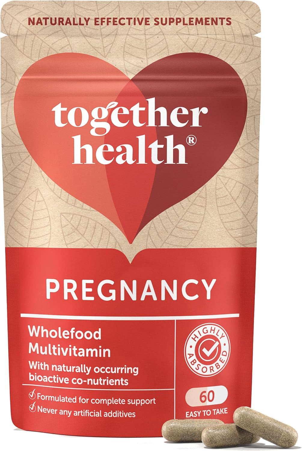 Pregnancy Multi Vitamin and Mineral – Together Health – Recommended during Conception, Pregnancy & Breastfeeding – 400Mcg Folic Acid – Vegan Friendly – Made in the UK (60 Capsules)