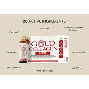 GOLD COLLAGEN Forte - anti Wrinkle Collagen Supplements for Women & Men with Biotin, Vitamin C, Hyaluronic Acid, Marine Collagen for Hair Skin Nail - Antioxidant, Immune System Booster 1 Pack 10X50 Ml