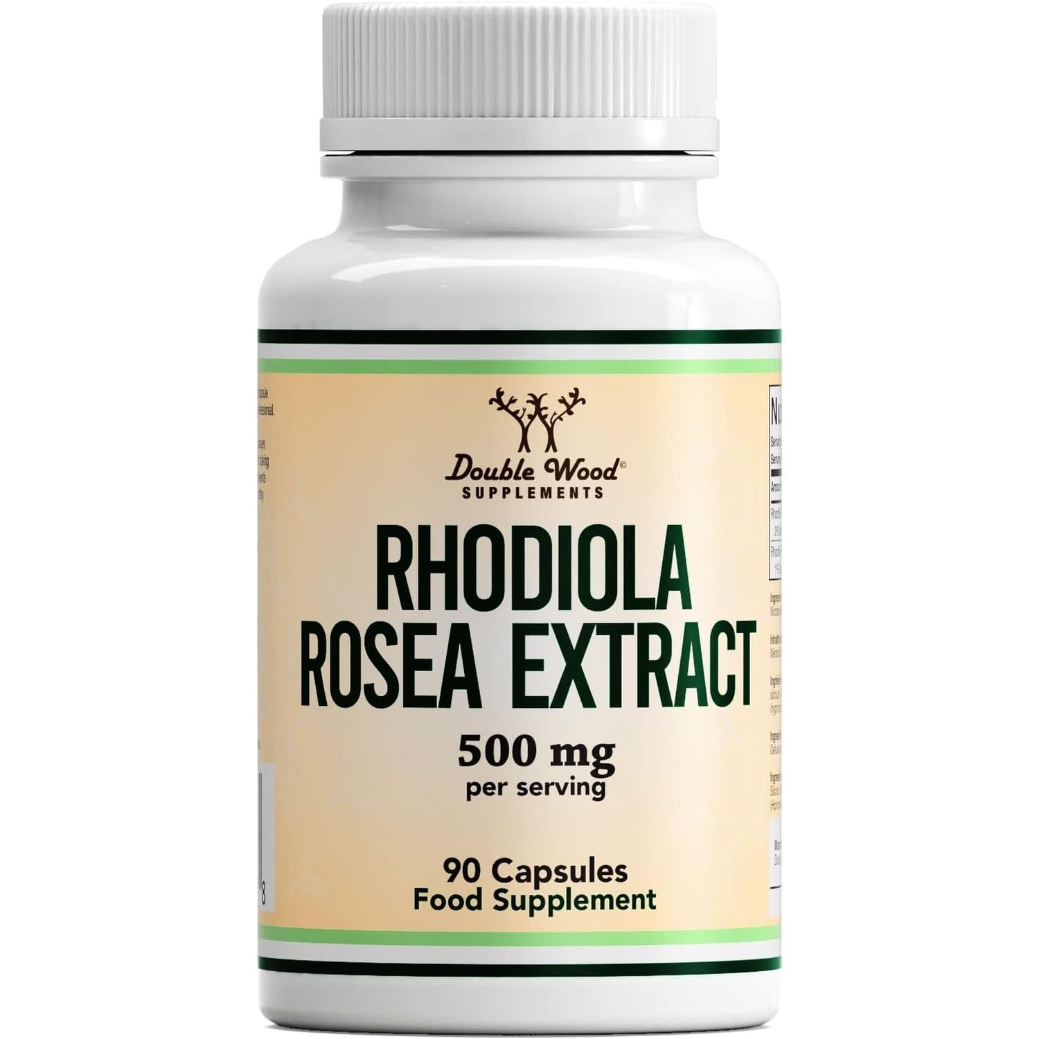 Double Wood Rhodiola Rosea | 90 Servings of 500Mg Rhodiola Rosea Complex Capsules | 3% Rosavins & 1% Salidrosides | a Powerful Adaptogen Sourced from High Altitude Environments | UK Manufactured