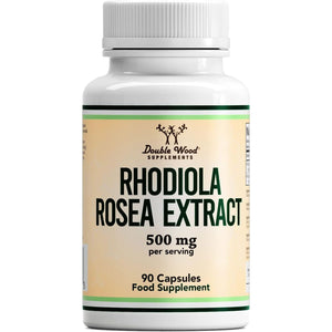 Double Wood Rhodiola Rosea | 90 Servings of 500Mg Rhodiola Rosea Complex Capsules | 3% Rosavins & 1% Salidrosides | a Powerful Adaptogen Sourced from High Altitude Environments | UK Manufactured
