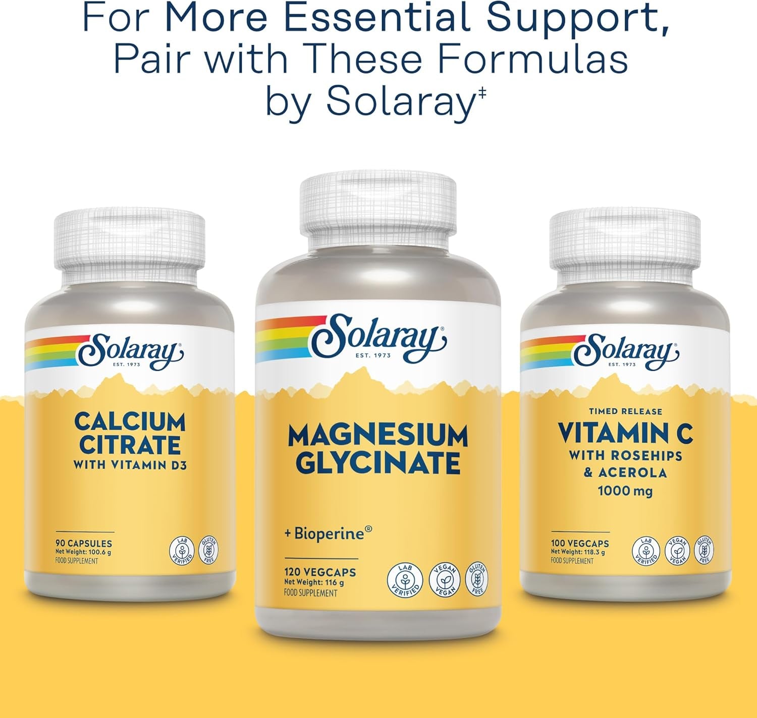 Solaray - Magnesium Glycinate 3180Mg - 120 Vegan Capsules - High Strength Mag Bisglycinate Supplement - with Added Bioperine Black Pepper for Gentle Digestion - Lab Verified