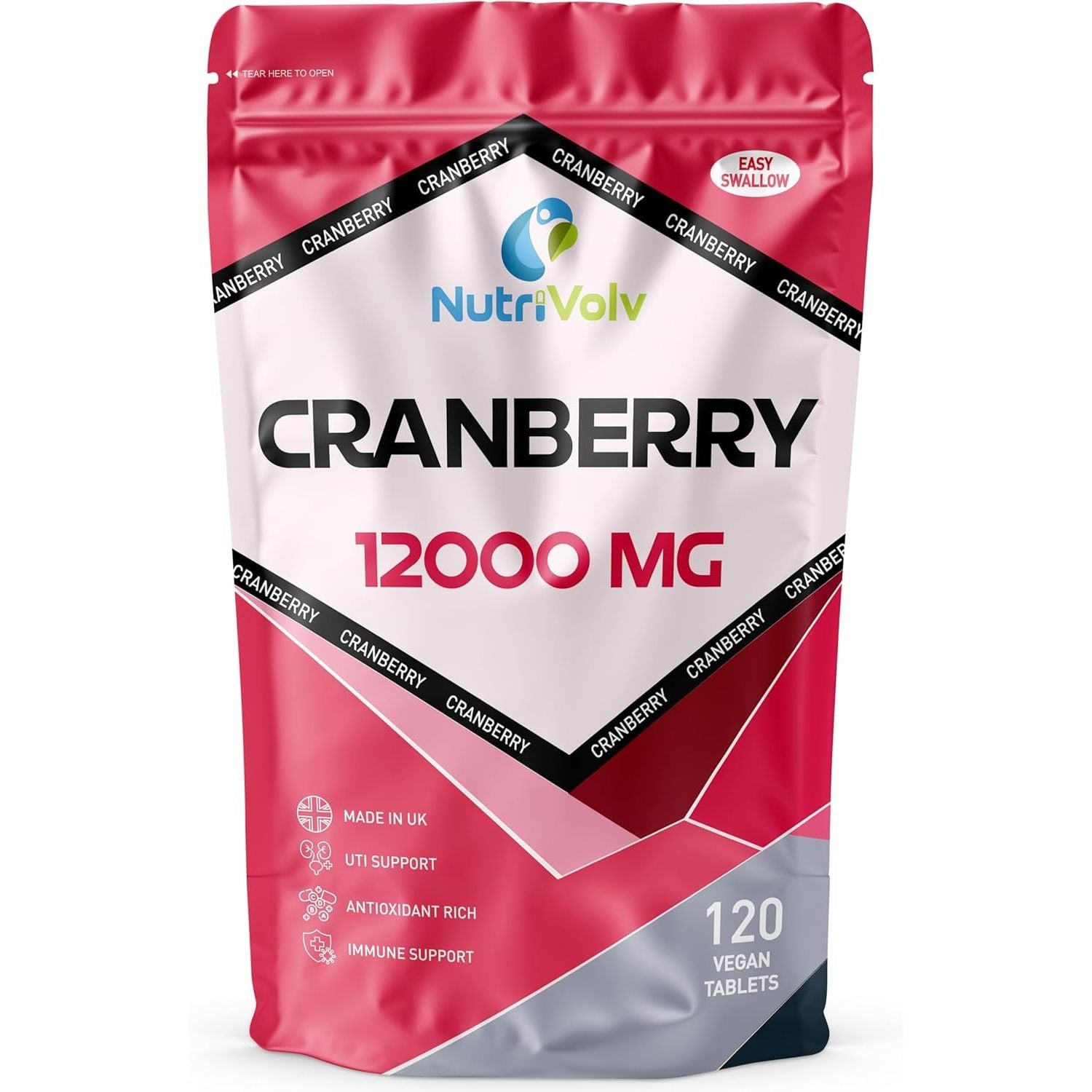 Cranberry 12,000Mg Tablets — 120 Tablets Non-Alcoholic & Gluten-Free Antioxidant Syrup — Fights Urinary Tract Infections & Strengthens Your Immunity — Naturally Extracted Pure Cranberries