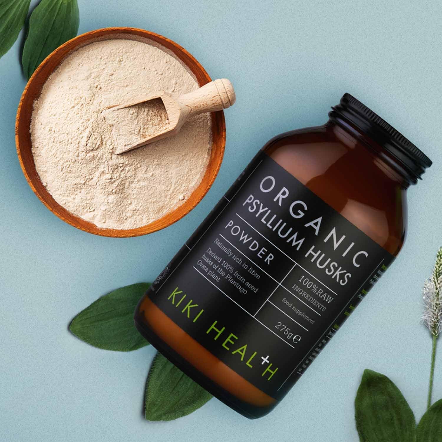 KIKI Health Premium Certified Organic Psyllium Husk Powder | 100% Soluble Fiber for Digestion, Gmo-Free, Rich in Nutrients, Gluten/Wheat-Free | Supports Digestive Wellness & Mineral Absorption - 275G