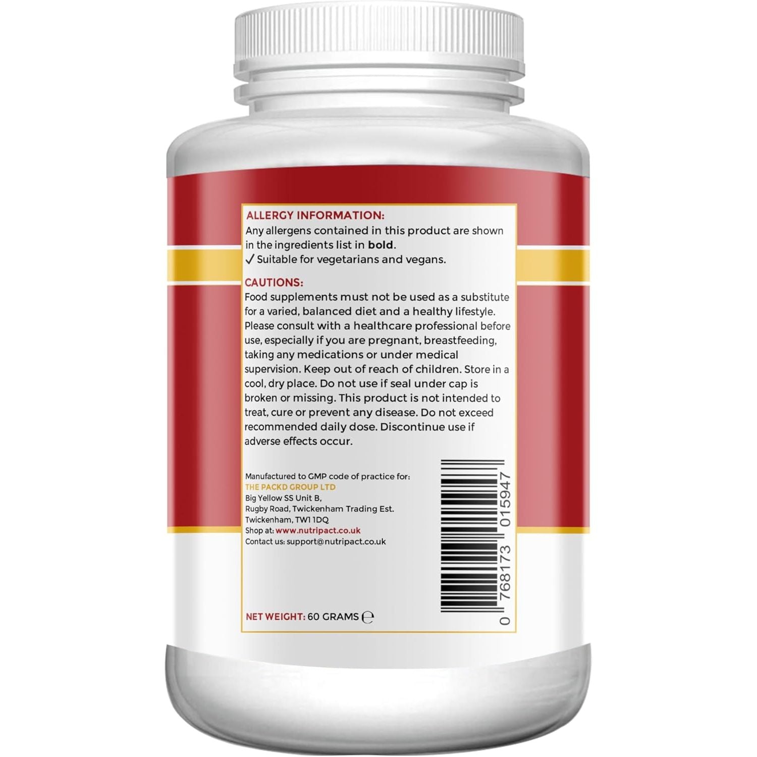 Nutripact Berberine Supplement with Chromium Picolinate and Black Pepper - 60 Vegan Capsules (Not Tablets) High Strength 500Mg - Made in the UK