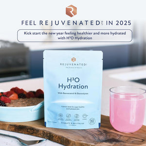 Rejuvenated H3O Hydration - Hyaluronic Acid & Resveratrol Drink for Skin & Body Hydration - Power Drink for Healthy and Hydrated Skin with Hyaluronic Acid (30 Servings)