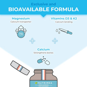 Calcium Magnesium Vitamin D3 & K2 | 90 Vegetarian Capsules | Bone Health Complex | Strengthens Bones and Muscles | Supports Bone Density | French Expertise