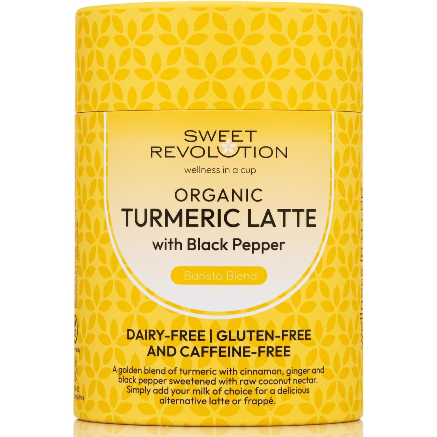 Sweet Revolution Organic Turmeric Latte with Black Pepper Barista Blend (1 X 100G) Tub. Gluten Free, Dairy Free, Refined Sugar-Free.