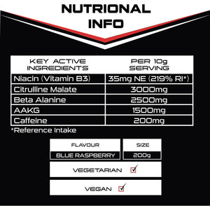 SCI-MX - Total Pre Workout - Blue Raspberry Flavour - 2500Mg Beta Alanine • 3000Mg Citrulline Malate • 200Mg Caffeine • Niacin for Fatigue - 200G