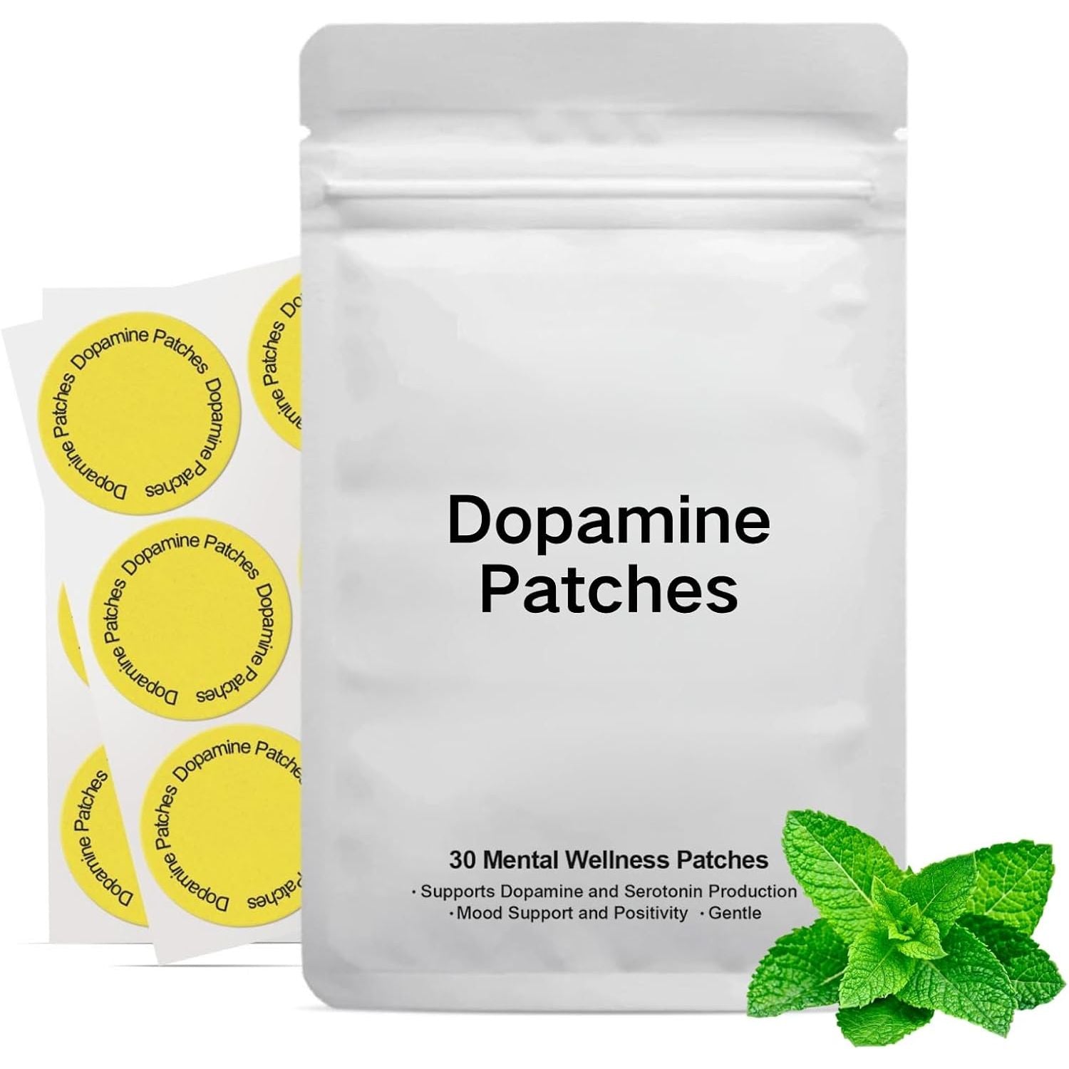 30PCS Dopamine Patches, Vegan Mental Wellness Patch to Boost Mood, Enhance Focus & Support Positivity, Long-Lasting Transdermal Patches, Plant-Based Formula