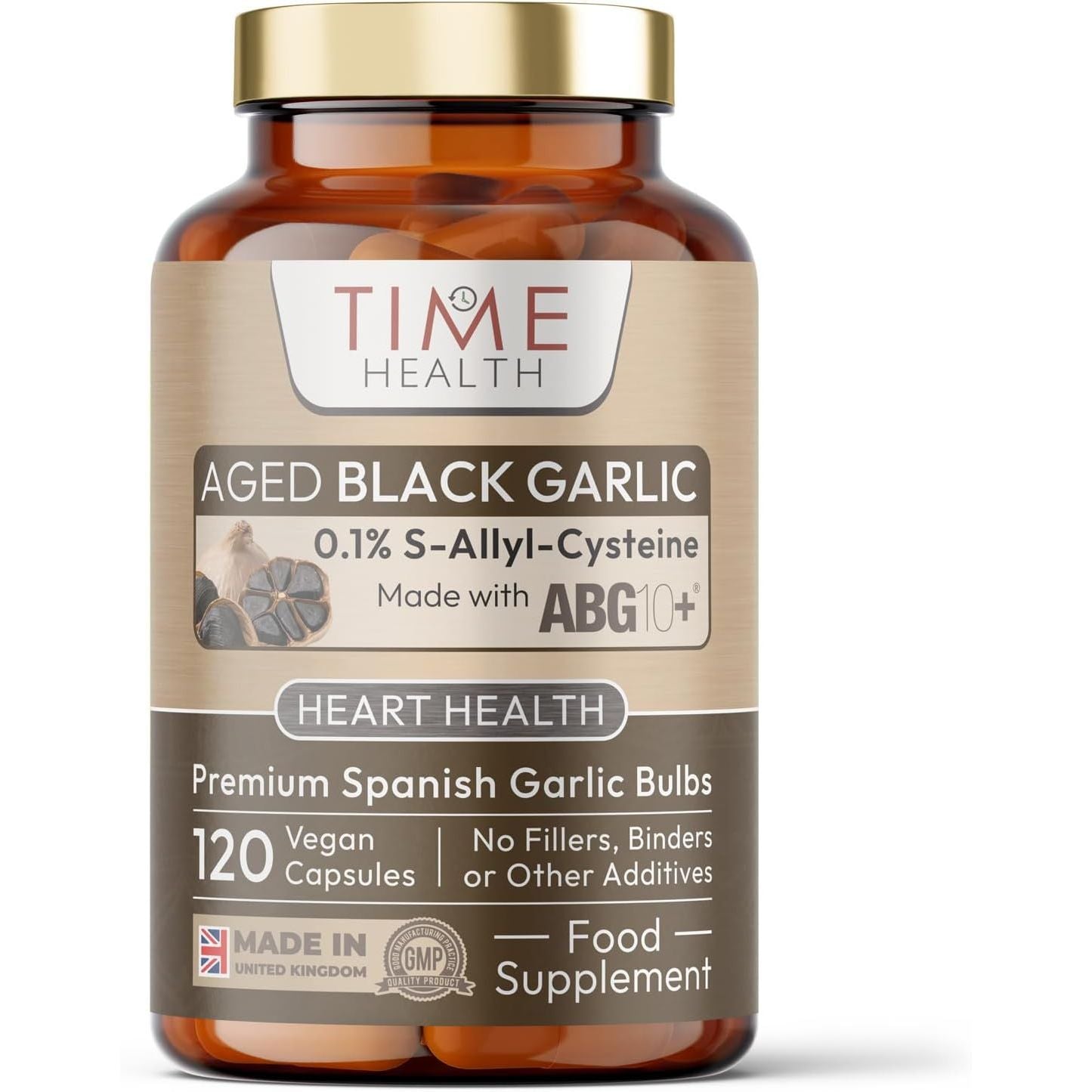 Aged Black Garlic Extract (Fermented) - 320Mg - Clinically Proven ABG10+ - Patented Formula - Standardised S-Alyll-Cysteine (SAC) - Vegan - UK Made (120 Count (Pack of 1))