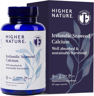 Higher Nature - Icelandic Seaweed Calcium - True Food® Formula - 260Mg Natural Source - Clinically Proven Calcium Supplement - Supports Bones, Teeth & Digestive Enzyme Function - 60 Capsules