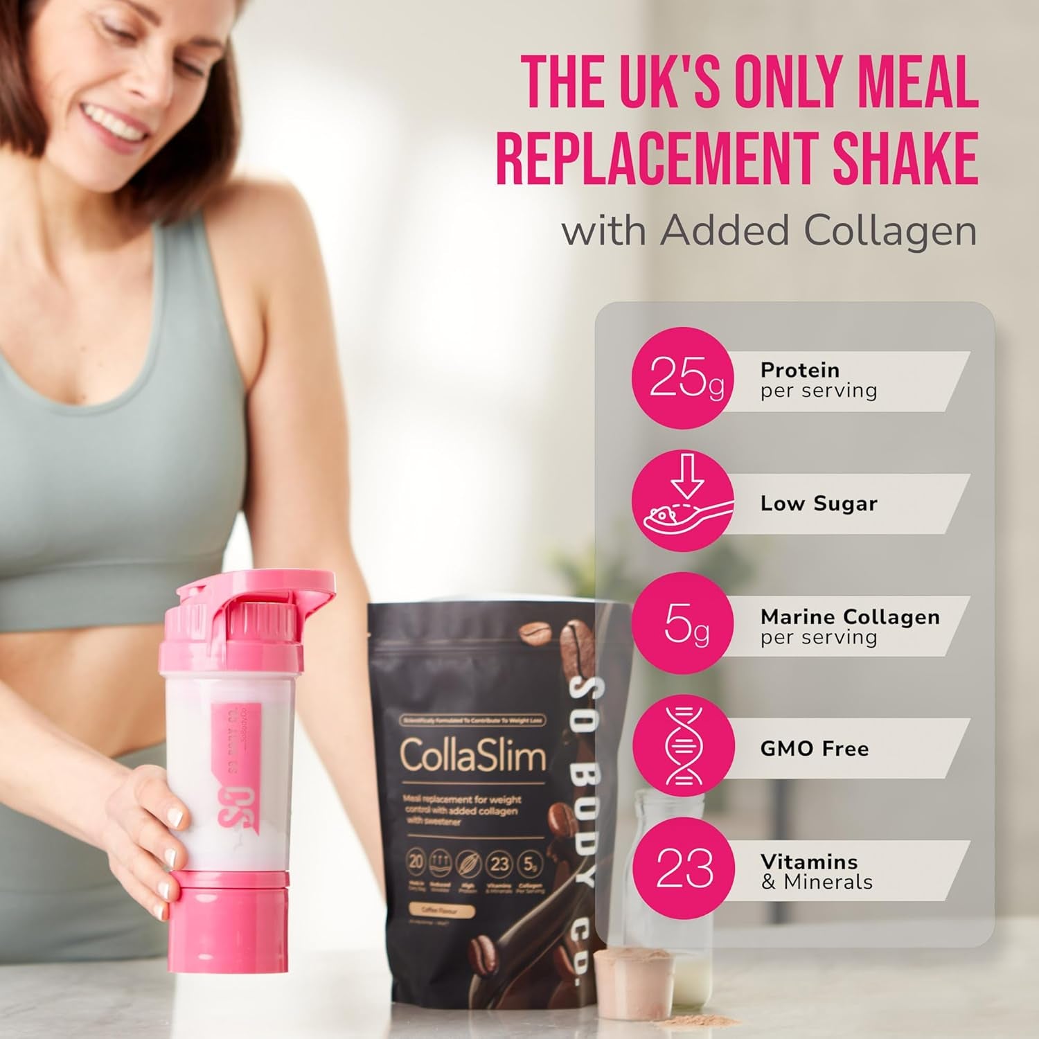Collaslim, Meal Replacement Shake with Added Collagen, Vitamins and Minerals, Balanced Meal, Healthy for Weight Management, Diet Shake, Vanilla Flavour